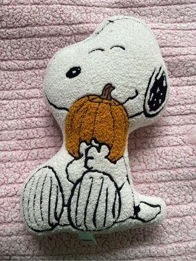 Peanuts Snoopy Pumpkin Plush Pillow - White, Black, Orange
